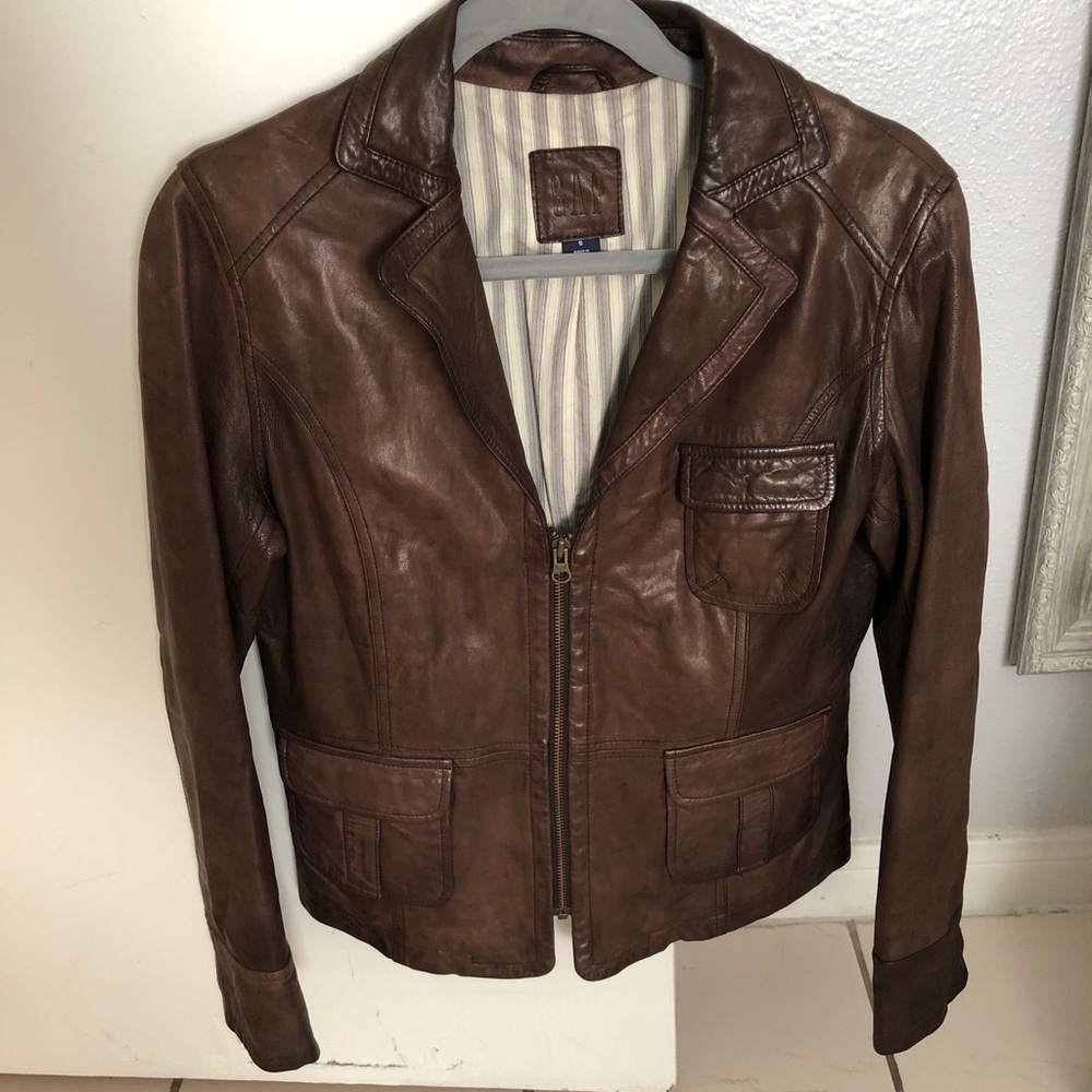 Vintage GAP brown leather jacket, Size S